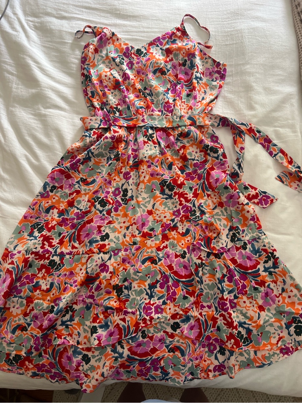 Vibrant Floral Sundress with Tie Waist